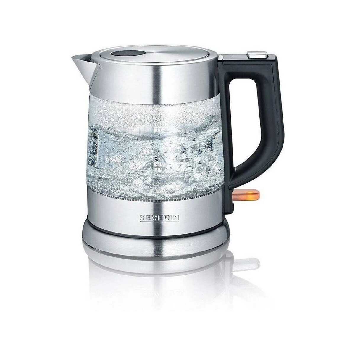 Jarro Elétrico Severin WK 3468 de 2200 W e Capacidade de 1 Litro - Vidro, Aço Inoxidável Escovado e Preto Aço inoxidável-1