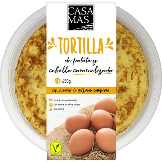 tortilla vegetariana de patata y cebolla caramelizada sin gluten envase 650 g - Casa Mas