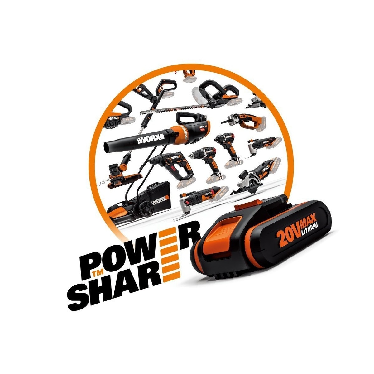 Martillo 3 en 1 a Batería 20 V SDS-Plus H3 WX390.1 PowerShare 2 baterías Negro / Naranja-11