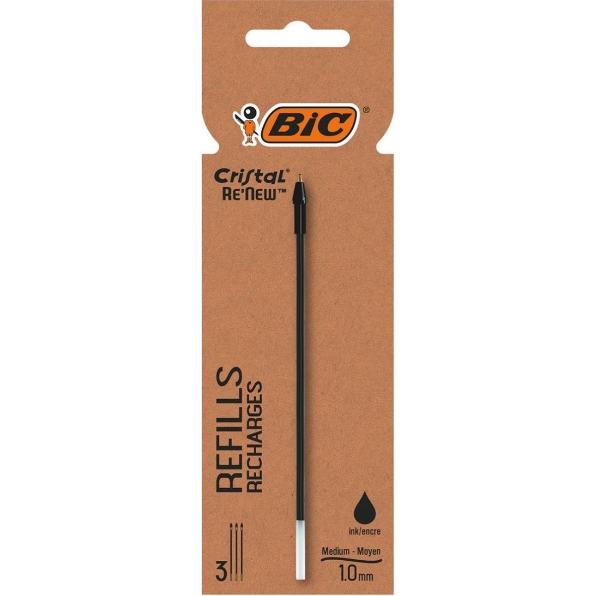 Recarga para Cristal Re'new Ballpoint Pen Conjunto de 3 Unidades - Preto 1