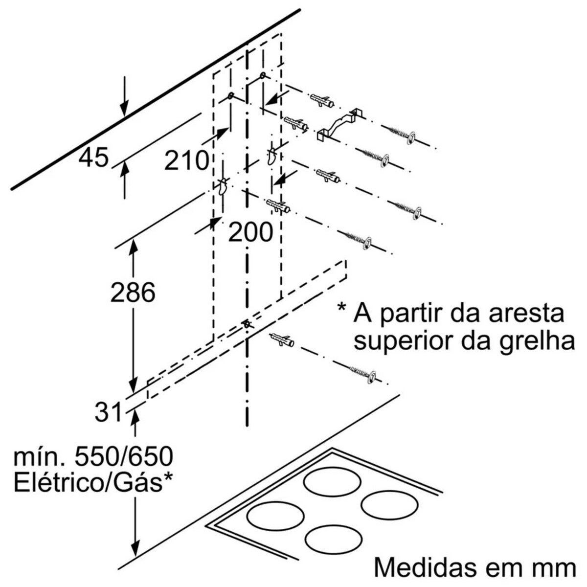 Exaustor decorativo Bosch DWB76BC50 com 3 potências de extracção Aço-6