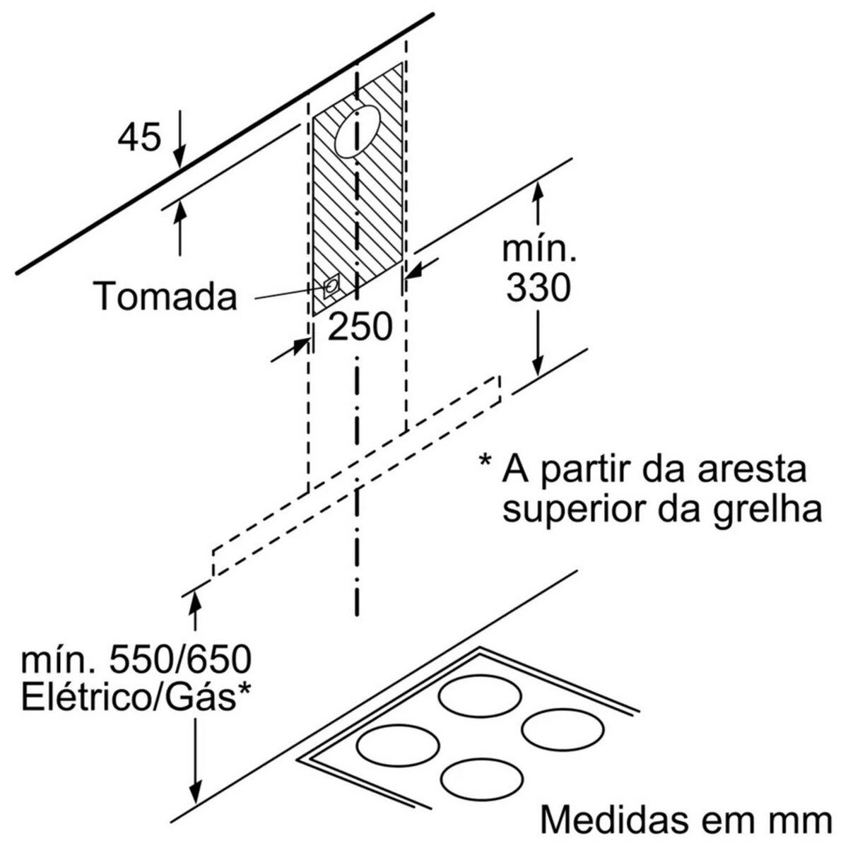 Exaustor decorativo Bosch DWB76BC50 com 3 potências de extracção Aço-7
