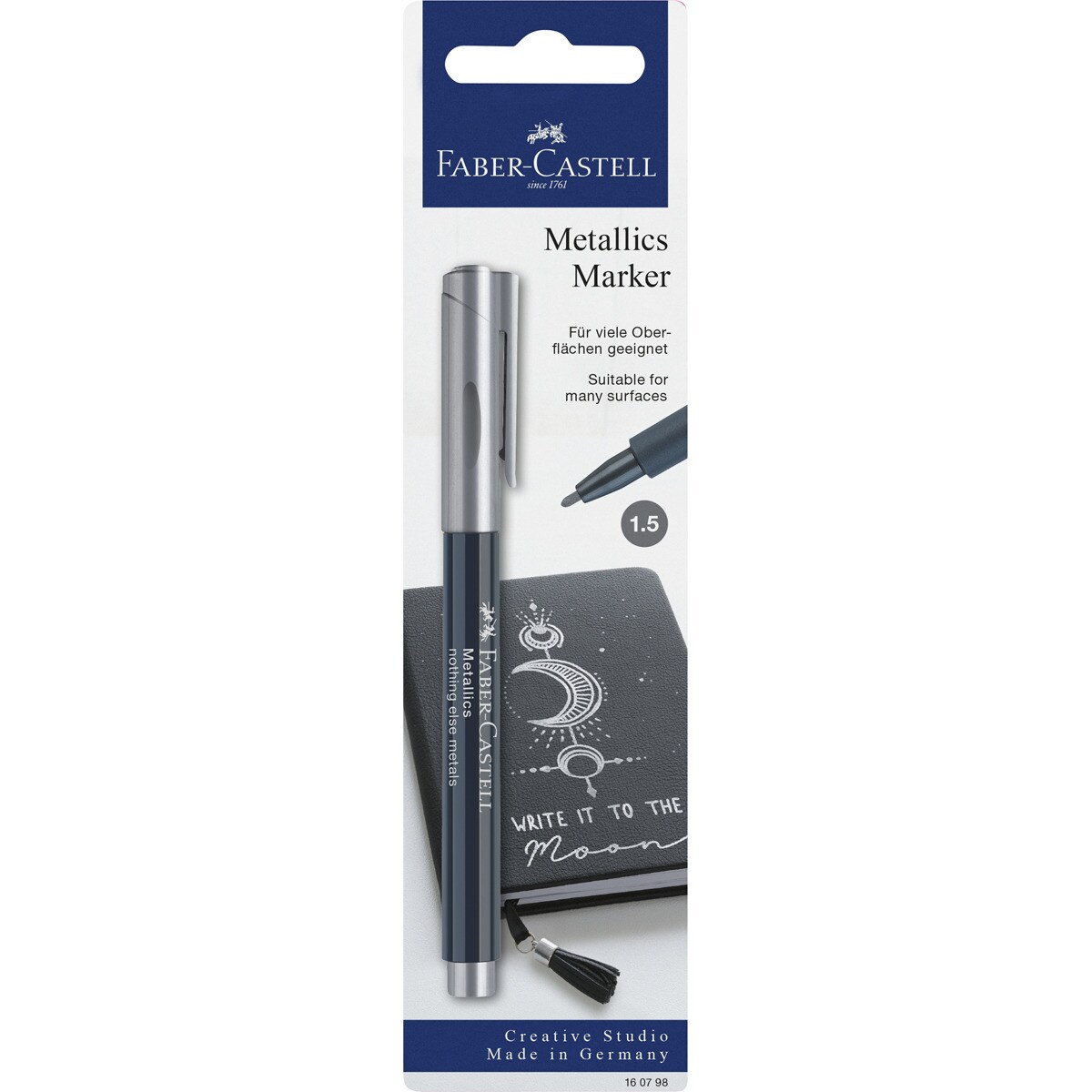 Blister com 1 unidade de Caneta Marcadora Faber-Castell Silver Metallic 1