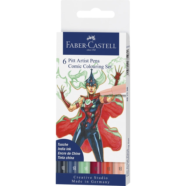 Imagem 0 de Marcadores Faber-Castell Pitt Artist Pens Comic Colouring Set 6 Unidades