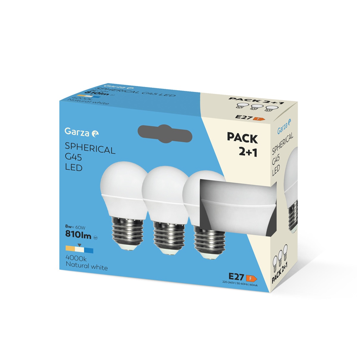 Pack de 3 bombillas LED esférica E27 8 W 810 lm 4000 K Luz neutra ( >= 3000 K / <= 5000 K )-2