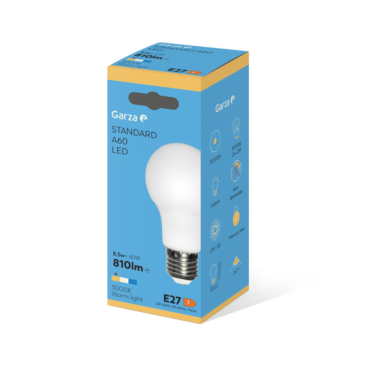 Bombilla LED estandar E27 8,5 W 810 lm 3000 K Luz cálida ( <= 3000 K )-2