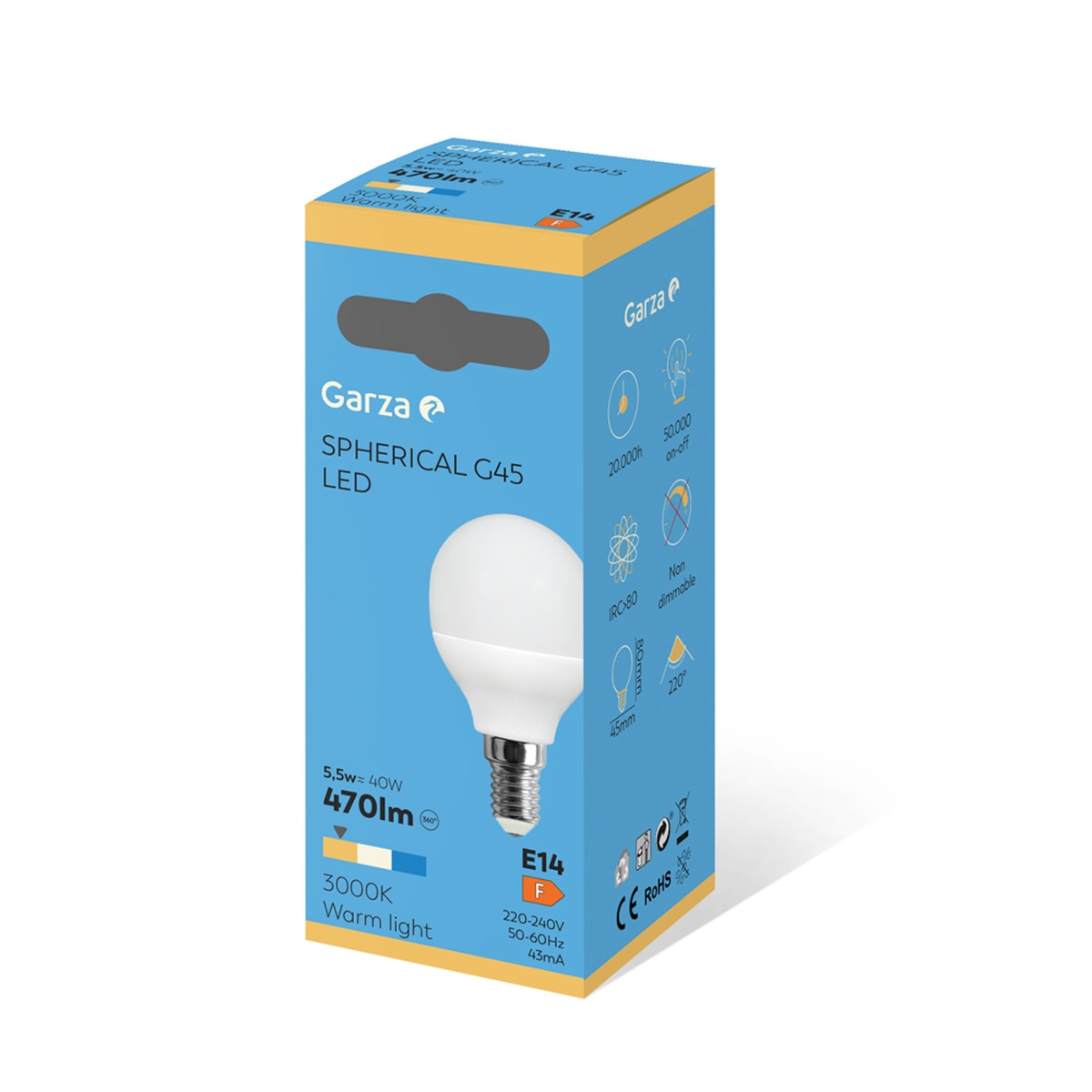 Lâmpada LED Esférica E14 3000 K 470 lm - 5,5 W Luz quente (<=3000 K).-2