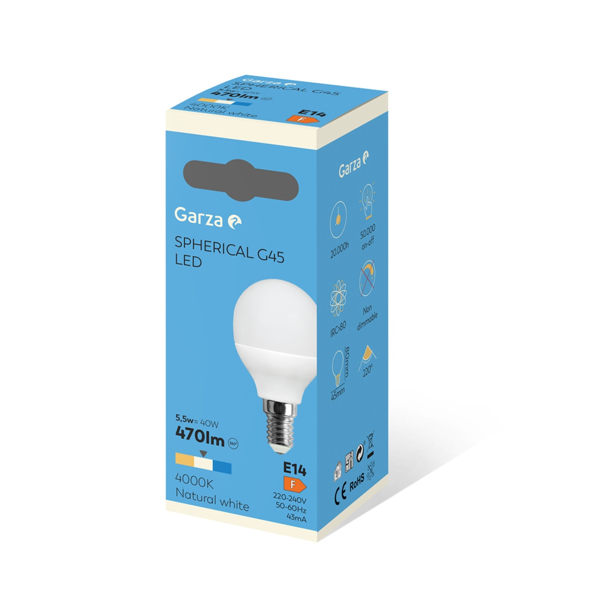 Lâmpada LED Esférica E14 5,5W 470lm 4000K Luz neutra (>=3000 K/<=5000 K).-2