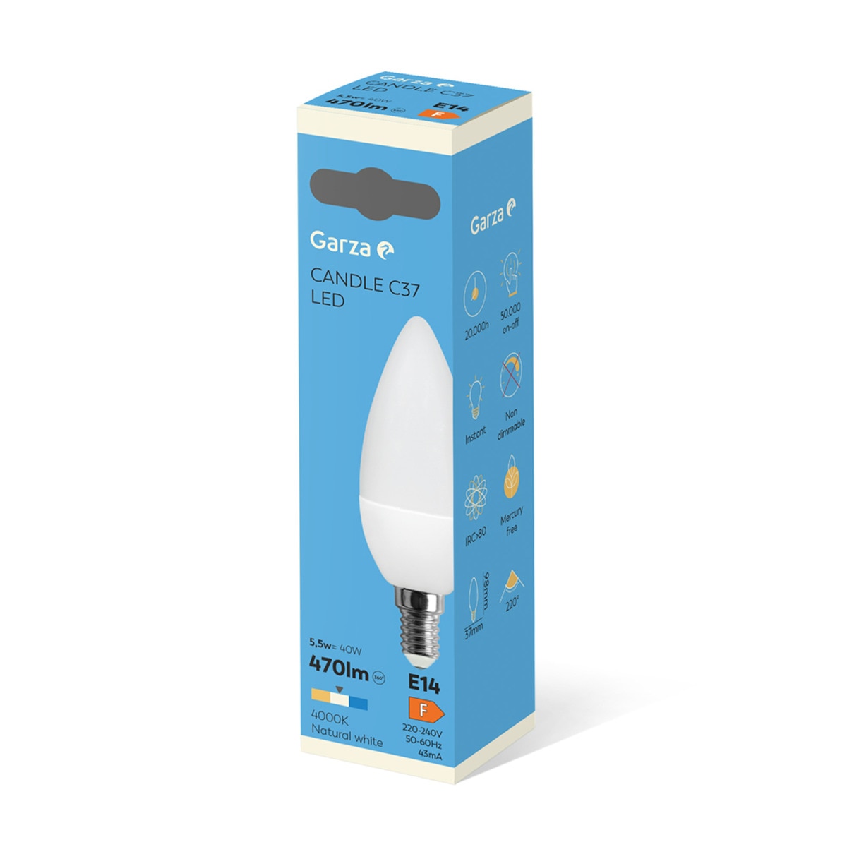 Lâmpada LED Vela E14 470 lm 4000 K - 5,5 W Luz neutra (>=3000 K/<=5000 K).-2