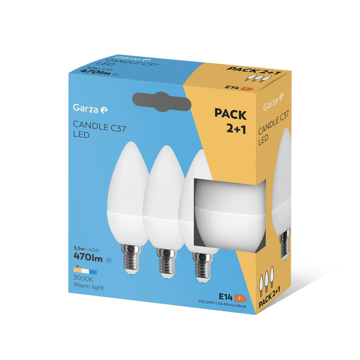 Pack de 3 Bombillas LED Vela E14 5,5 W 470 lm 3000 K Luz cálida ( <= 3000 K )-2