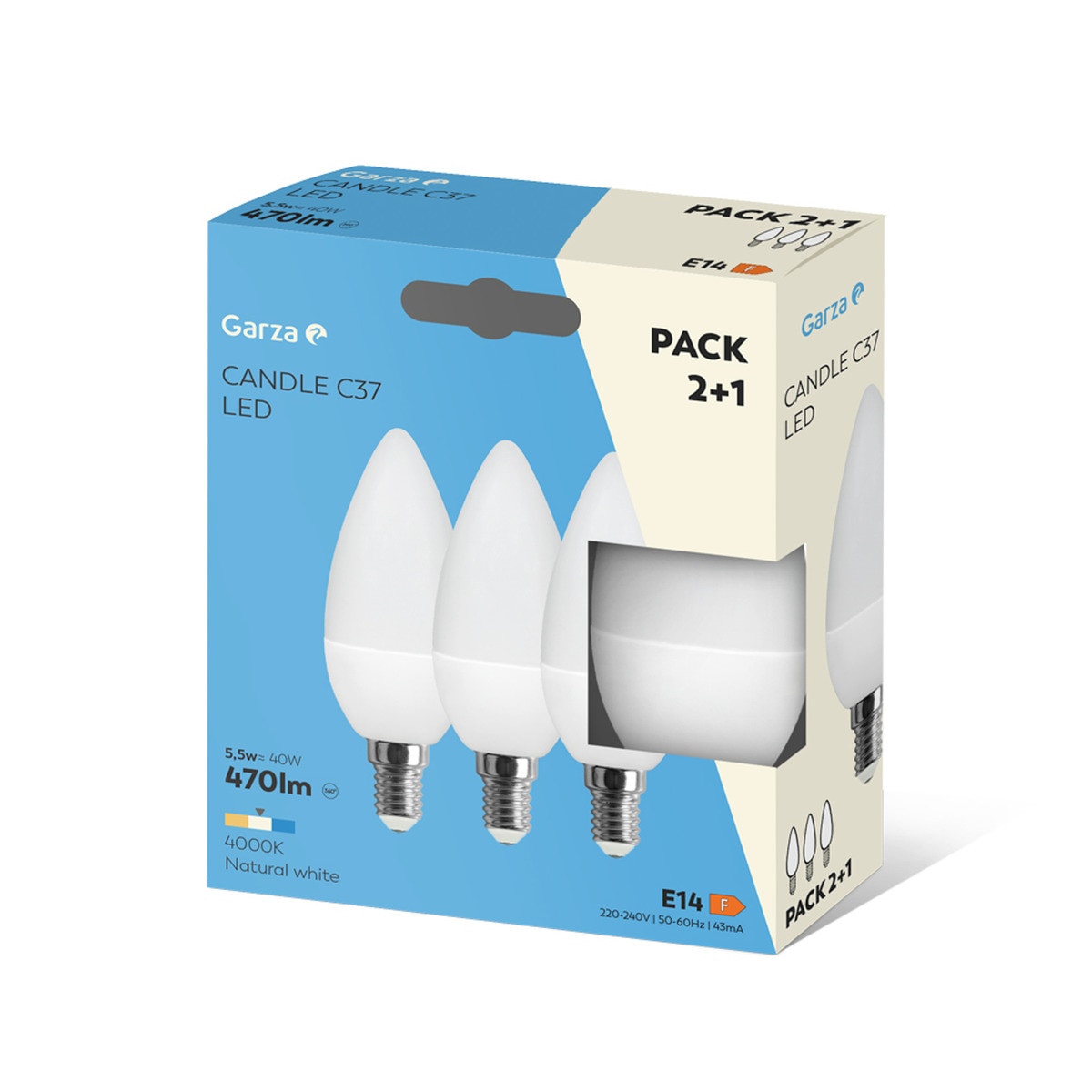 Pack de 3 bombillas LED Vela E14 5,5 W 470 lm 4000 K Luz neutra ( >= 3000 K / <= 5000 K )-2