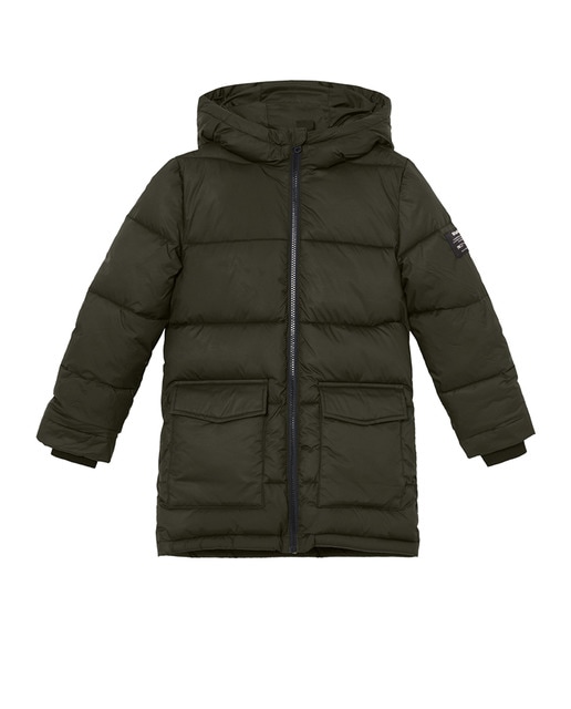 Imagen 0 de Chaqueta acolchada larga niño con capucha, cremallera y bolsillos laterales