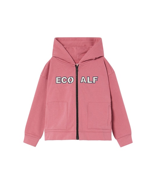 Imagen 0 de Sudadera niña con capucha, cremallera y estampado frontal