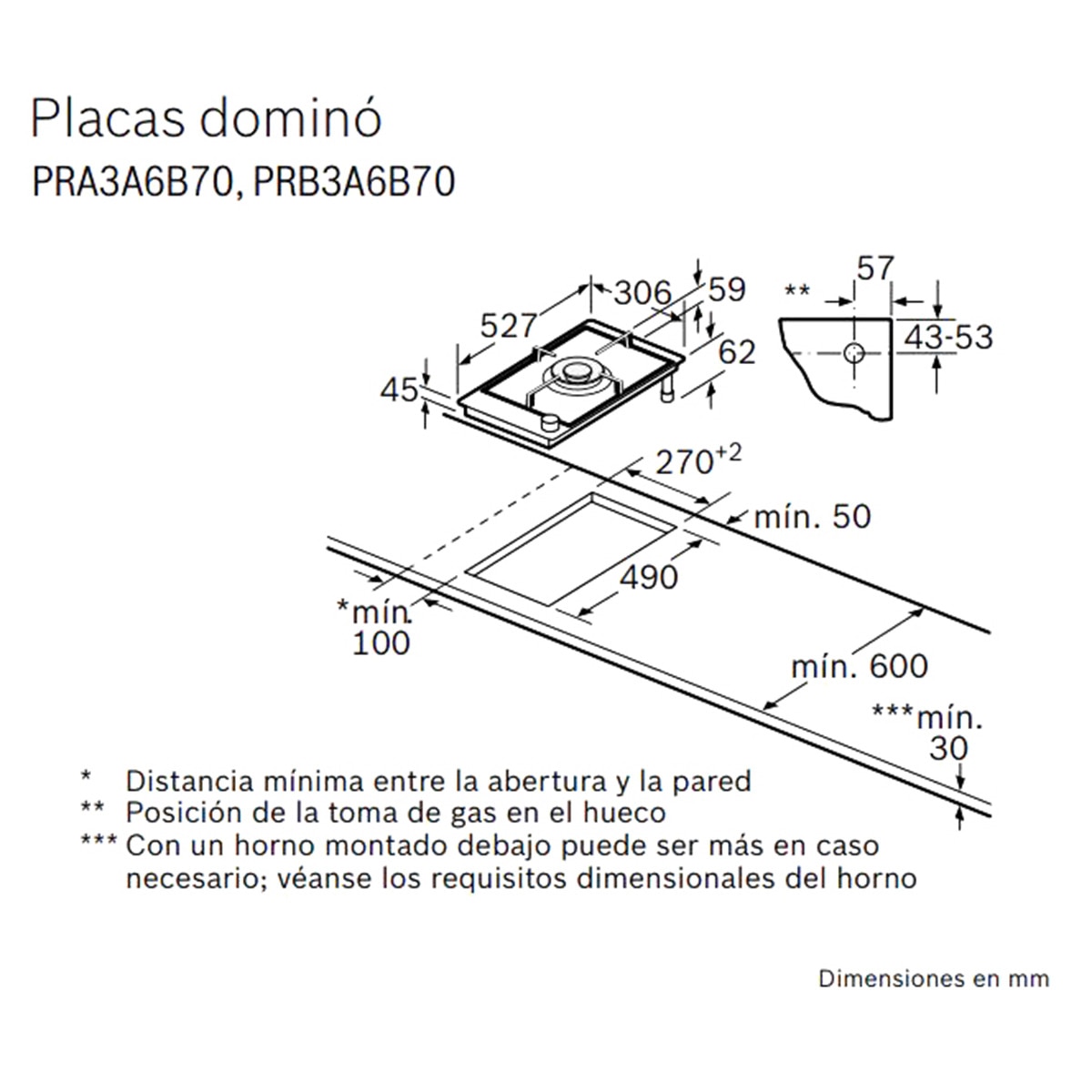 Placa gas Bosch 2 quemadores - PRB3A6B70 Negro-2