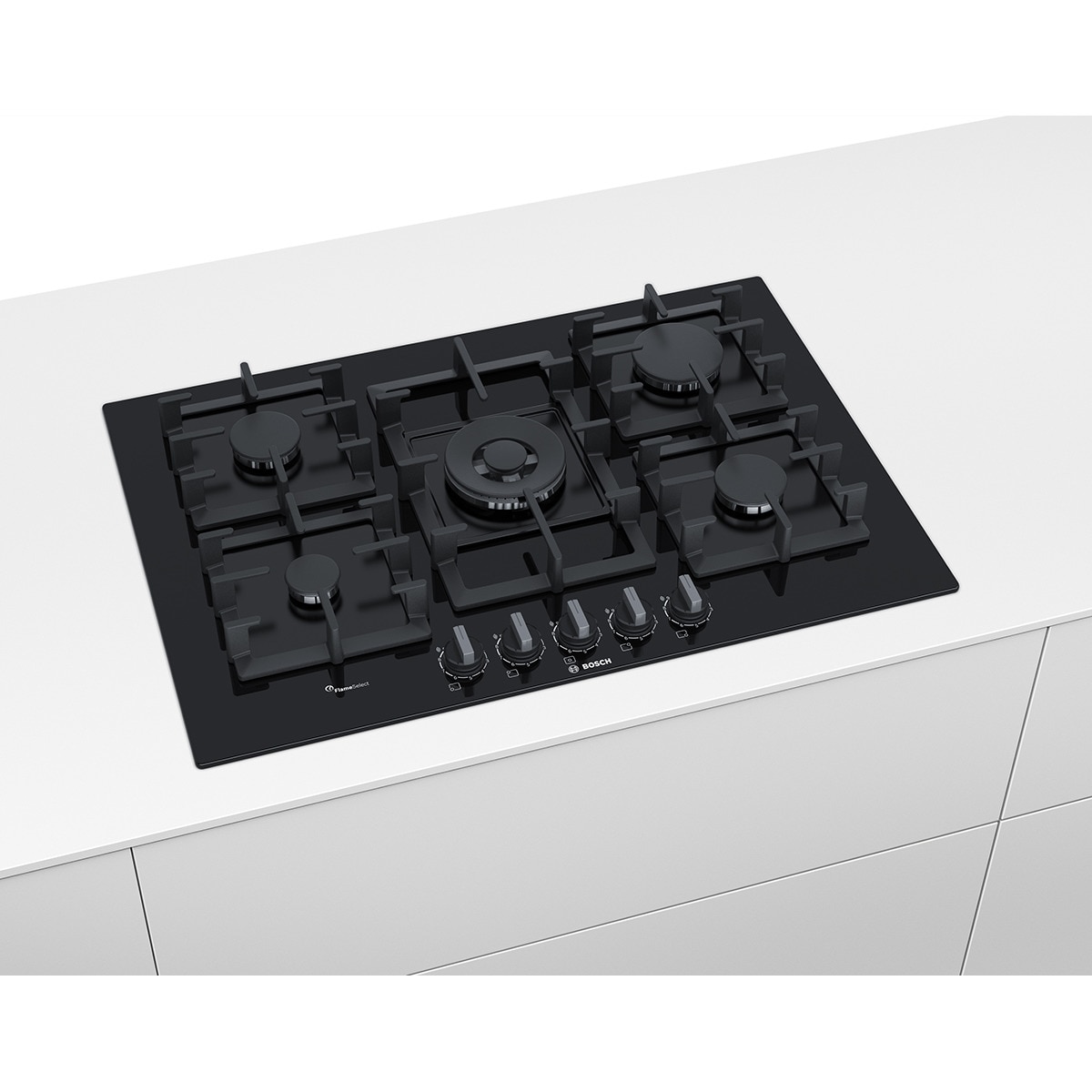 Placa de gas Bosch de 75 cm, con 5 quemadores - PPQ7A6B90 Negro-8