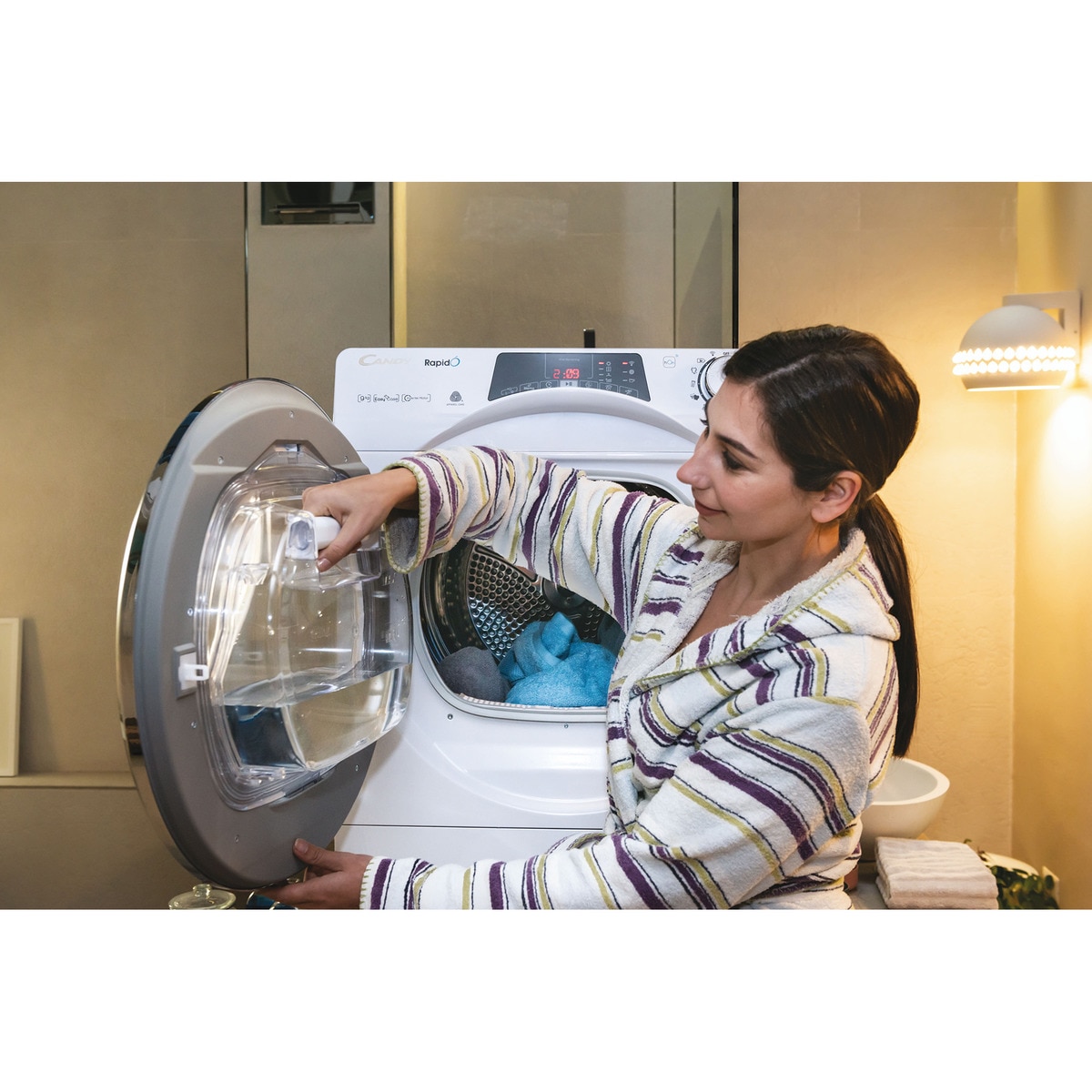 Secadora Candy 9 kg Condensación, Bomba de calor, RapidÓ - ROE H9A3TCEX-S Blanco-9