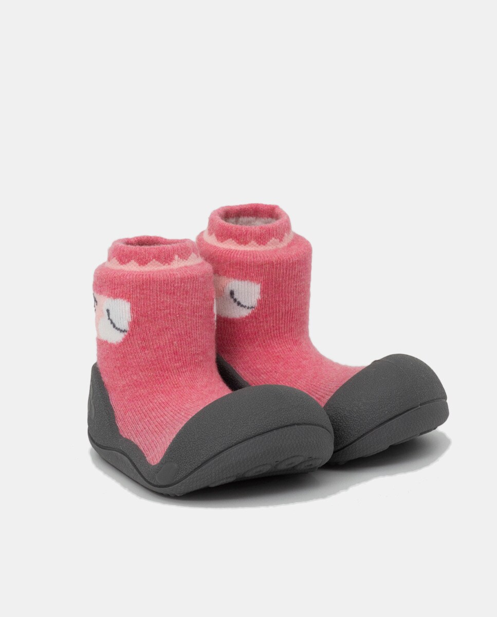 Pantufas de Bebé com Desenho de Zebra e em Algodão - Rosa Rosa-3