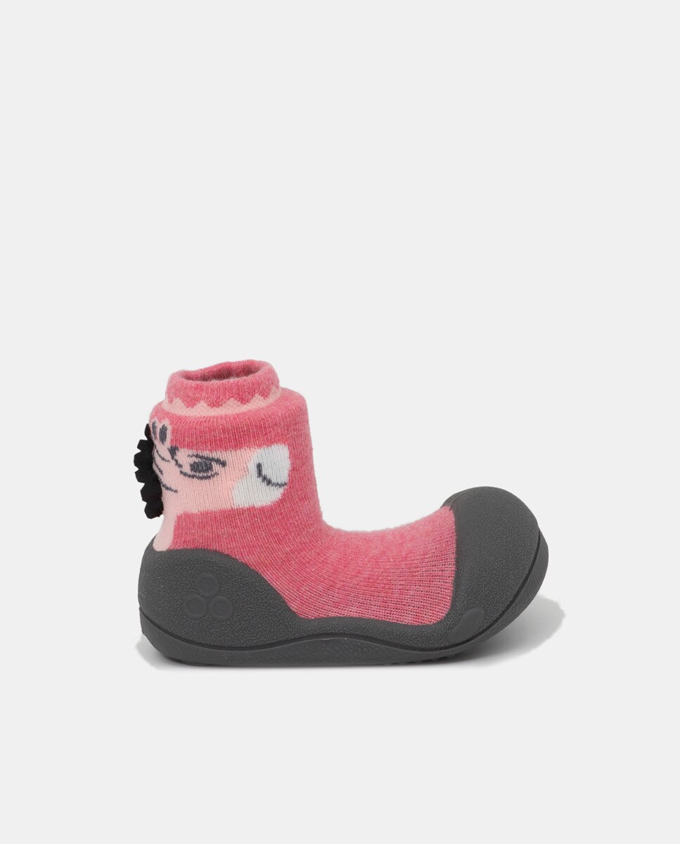 Pantufas de Bebé com Desenho de Zebra e em Algodão - Rosa Rosa-1
