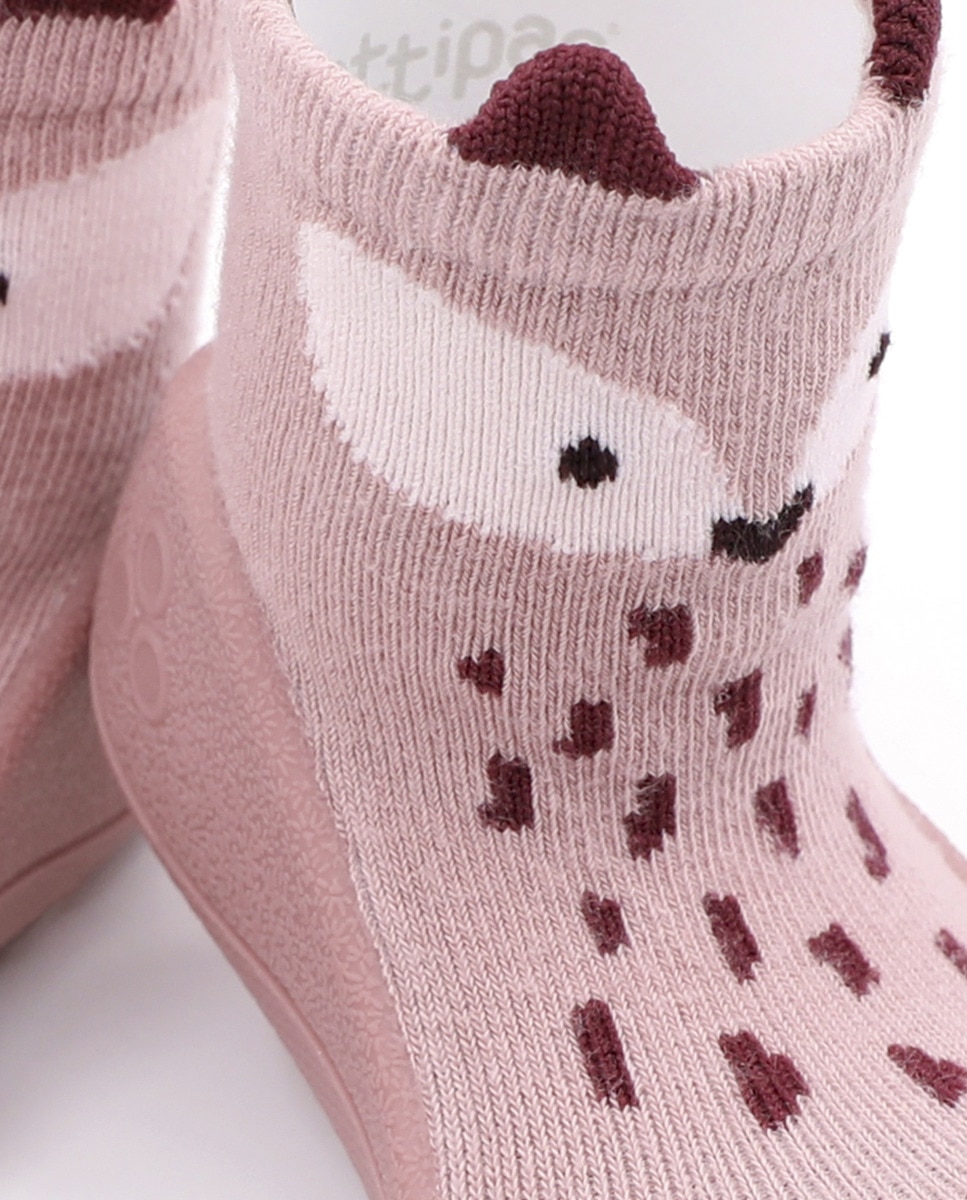 Pantufas de Bebé com Desenho de Raposa e em Algodão - Rosa Rosa-4