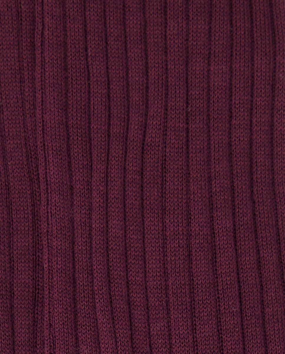 Calcetín alto hombre canalé Granate-3