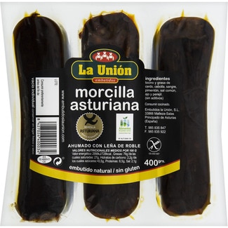 morcilla asturiana ahumado con horno de leña 3 piezas sin gluten envase 400 g - La Union