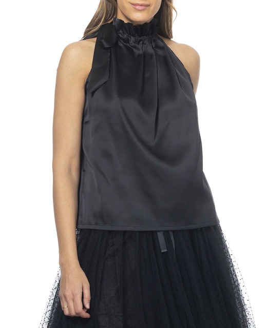 Imagen 0 de Top de Raso con cuello fruncido y lazo