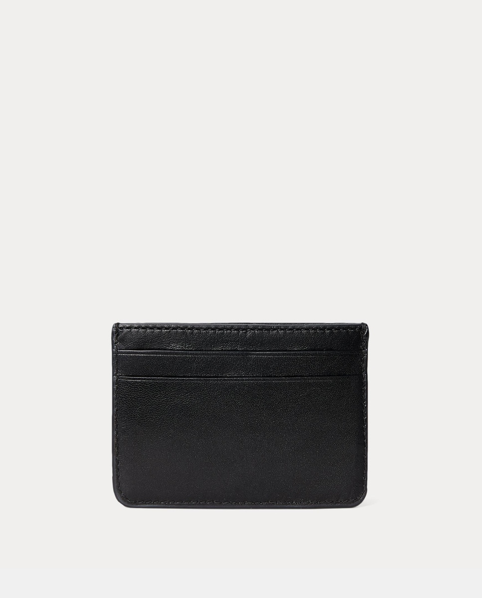 Porta-Cartões com Logótipo Dourado e em Pele Preto-2