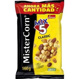 cóctel frutos secos Mix 5 Classic bolsa 160 g - Grefusa Mister Corn