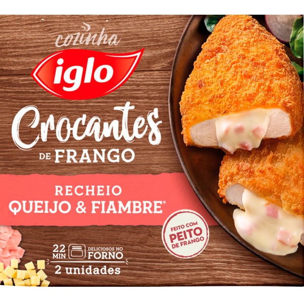 Crocantes de Frango com Recheio de Queijo e Fiambre 2 Unidades embalagem 204 g
