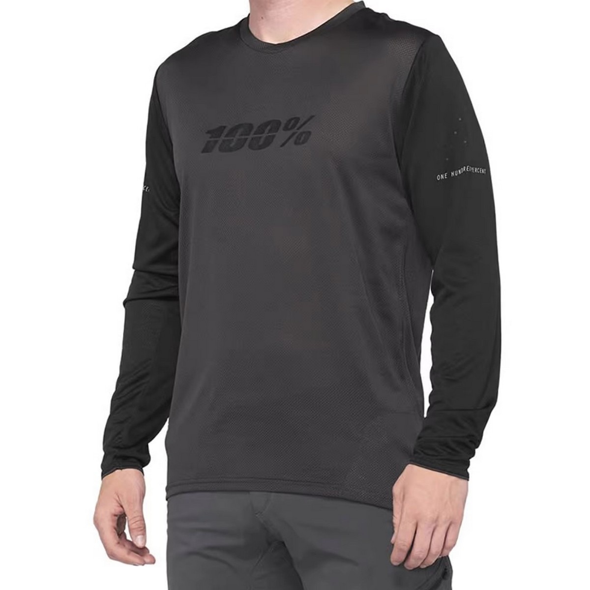 Camisola de ciclismo Ridecamp de manga comprida 100% Preto-1