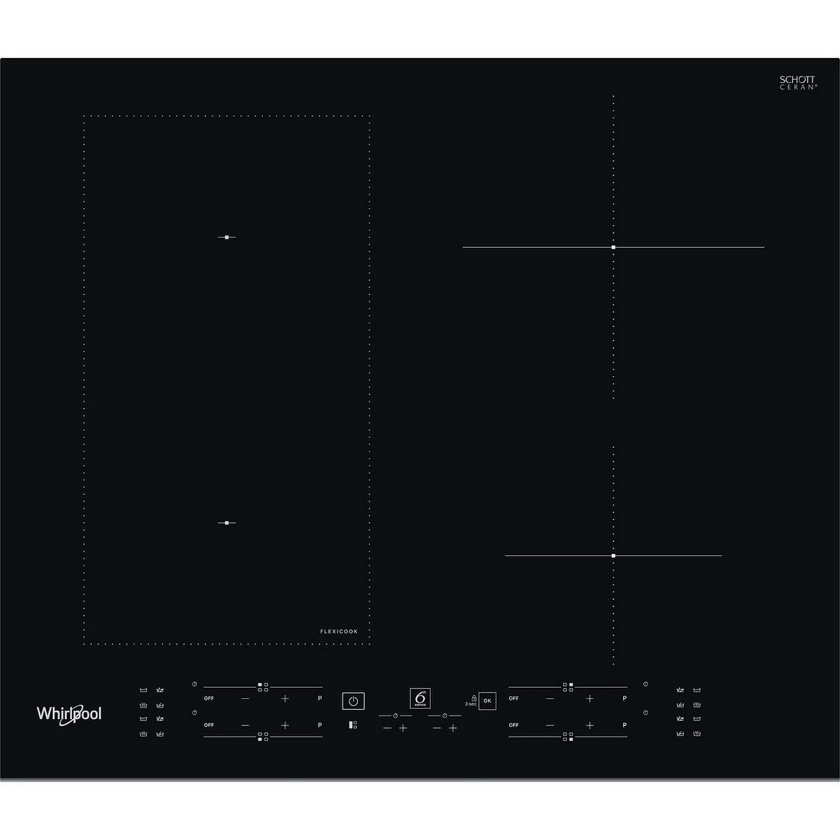 Imagem 0 de Placa de Indução e Vitrocerâmica Whirlpool FlexiCook WL B1160 BF de 4 Zonas - Preto