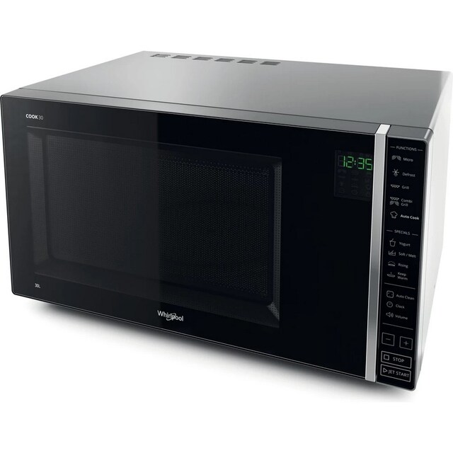 Imagem 0 de Micro-ondas com Grill Whirlpool MWP 303 SB de 900 W e Capacidade de 30 Litros - Preto e Prateado