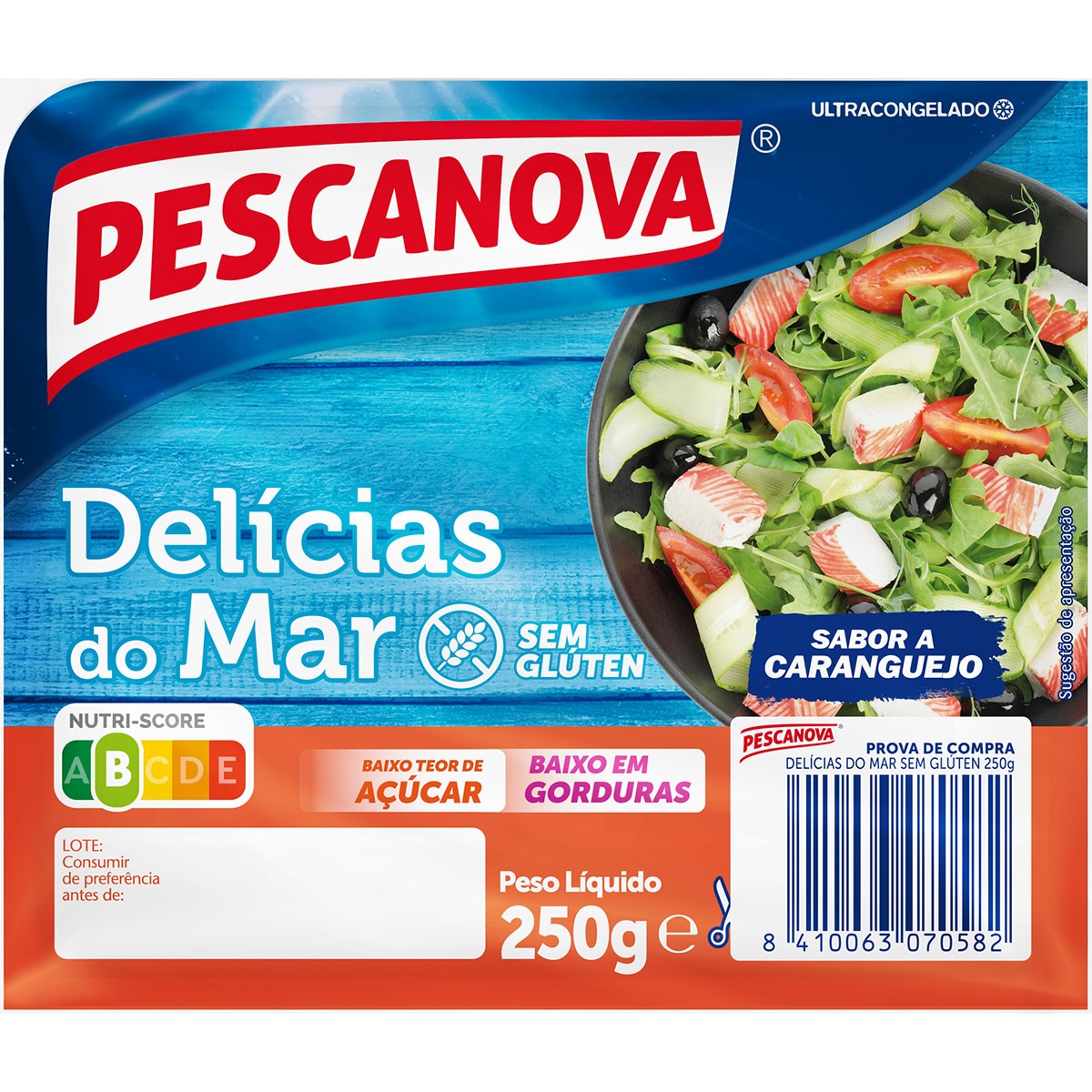 Delicias do Mar sem Glúten embalagem 250 g