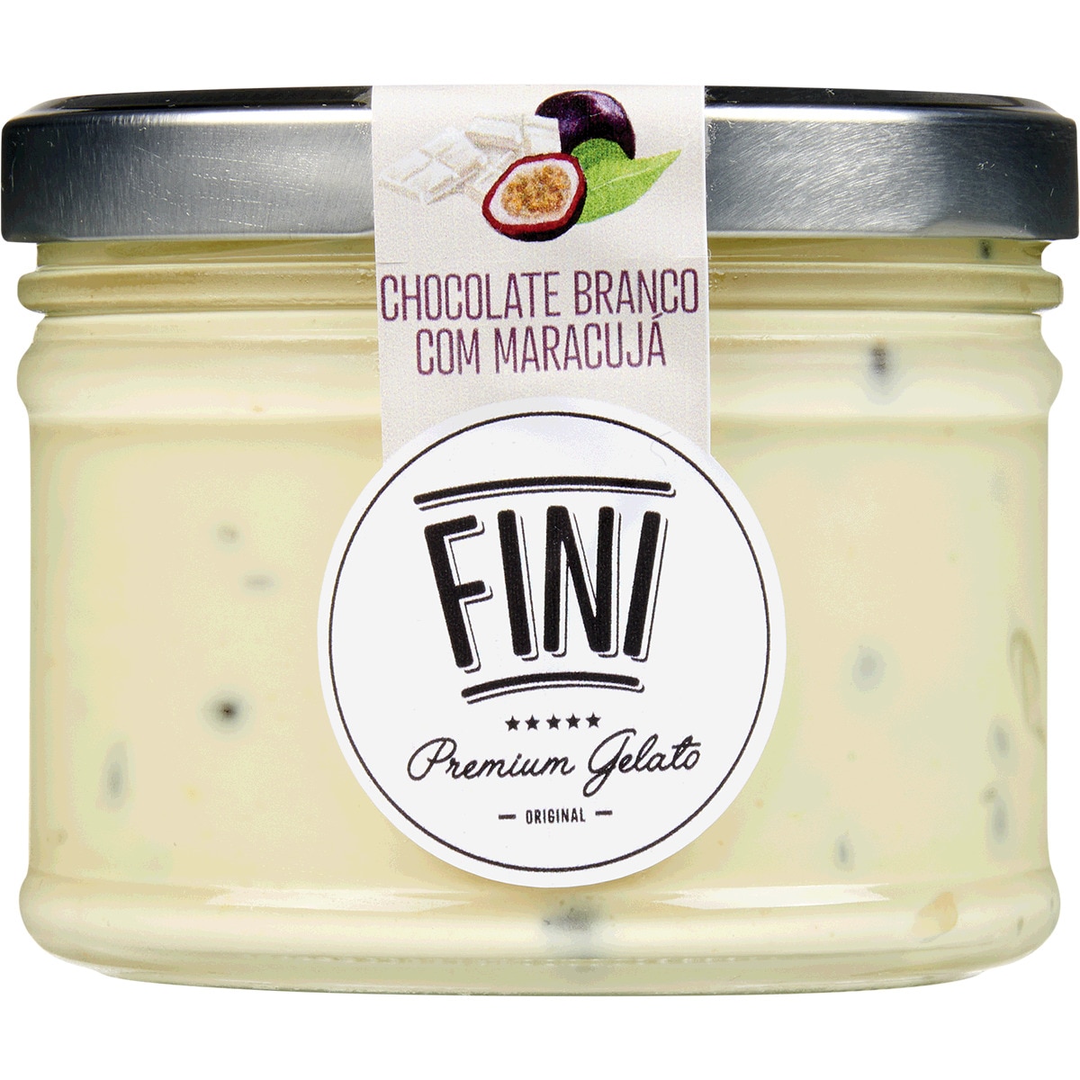 Gelado de Chocolate Branco com Maracujá frasco 465 ml