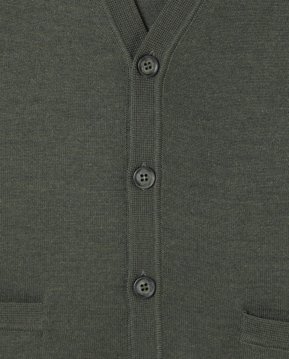 Cardigan com Gola Semi Cisne Verde-escuro-5