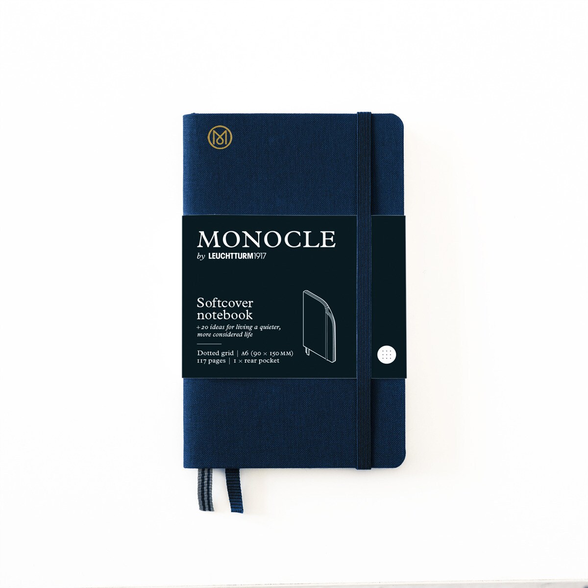 Imagem 0 de Bloco Notebook Monocle Pocket Pontilhado Capa Mole Linho - Azul-Marinho