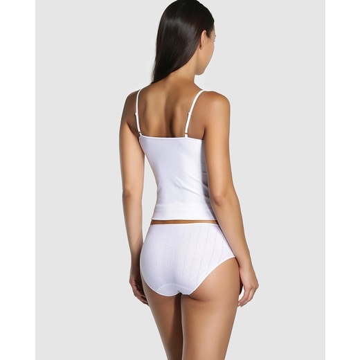 Braga midi super elastica en tejido desagujado algodón y lycra - Avet - Blanco Blanco-2