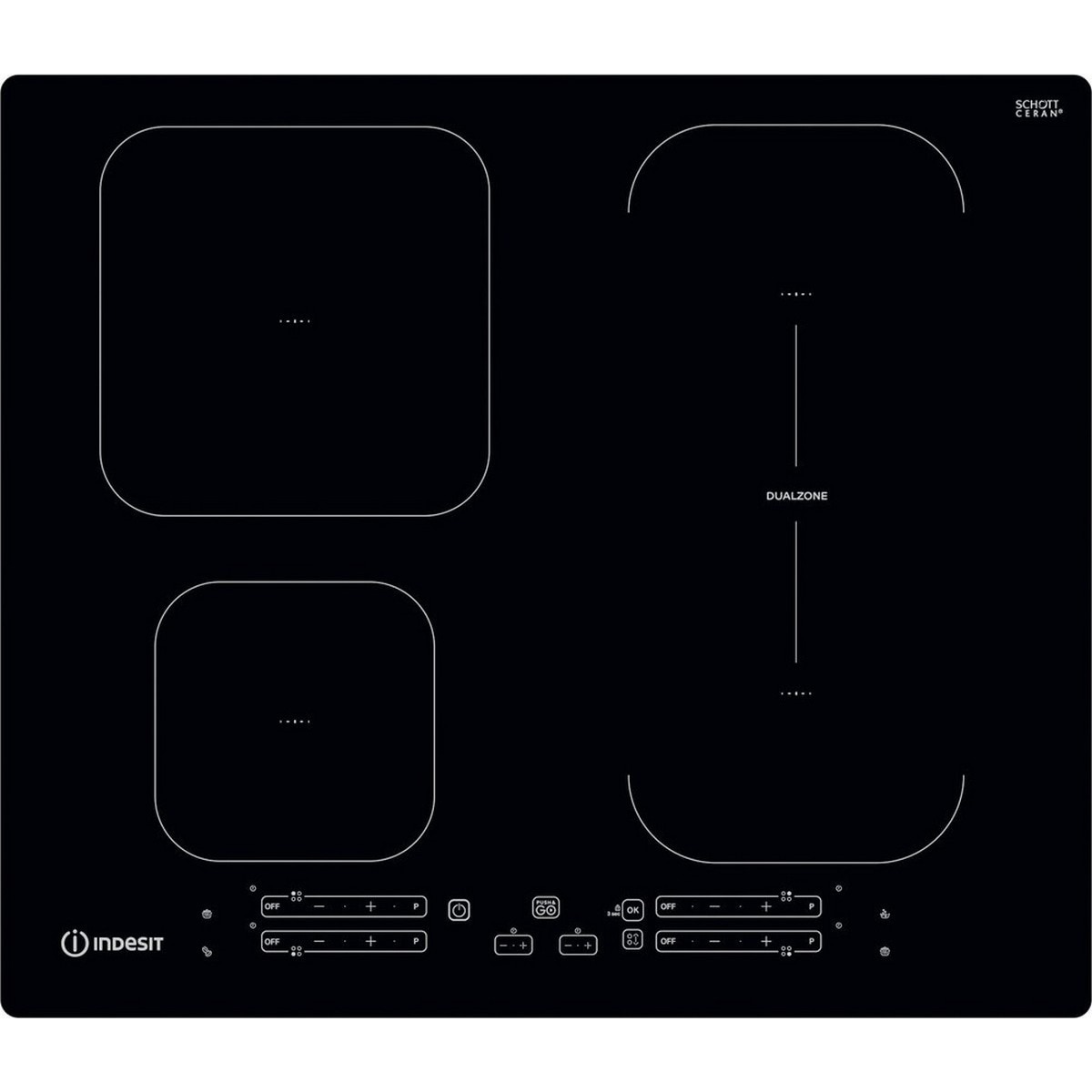 Imagem 0 de Placa de Indução Indesit DualZone IB 65B60 NE de 4 Zonas e de 59 cm - Vidro Cerâmico Preto