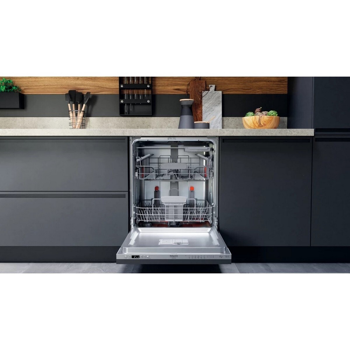 Máquina de Lavar Loiça Encastrável HotPoint HIC 3C26 CW de 14 Talheres e de 59,8 cm - Painel Prateado Prateado-2