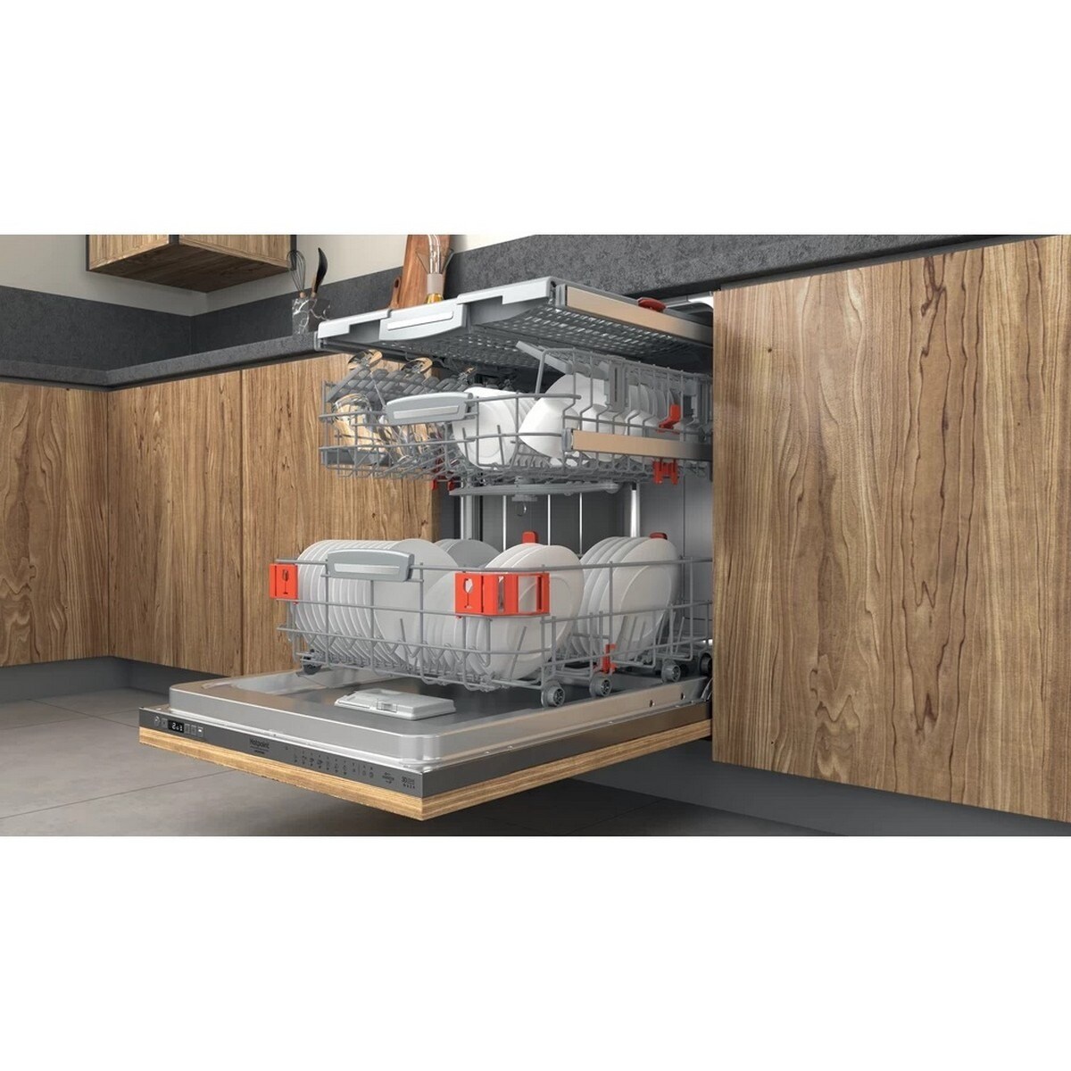 Máquina de Lavar Loiça Encastrável HotPoint HIC 3O33 WLEG 3º Cesto, de 14 Talheres e de 59,8 cm - Painel Inox Inox-5