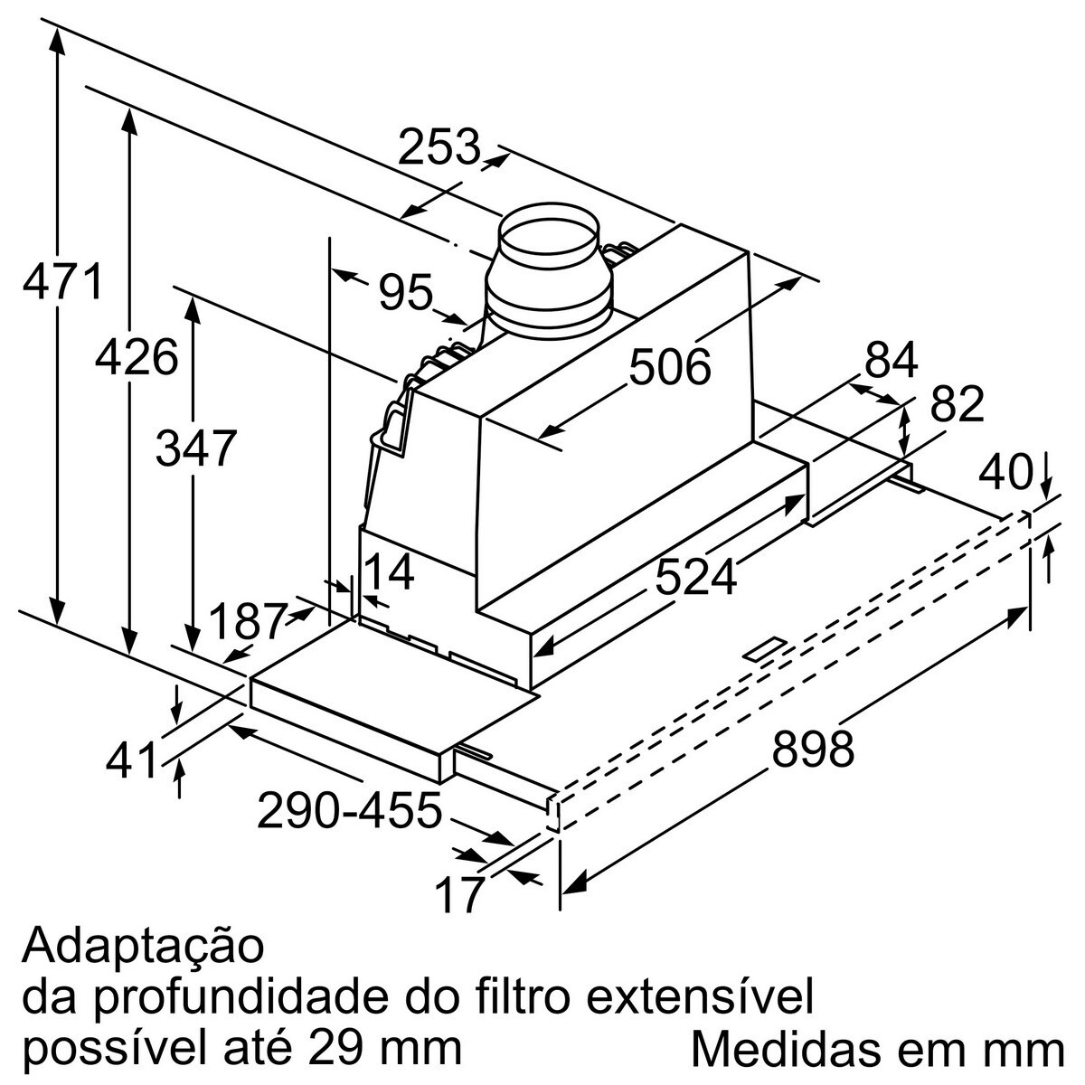 Exaustor Telescópico Encastrável Bosch Série 4 DFS097A51 com 4 Velocidades e de 90 cm - Prateado Metálico Inox-9