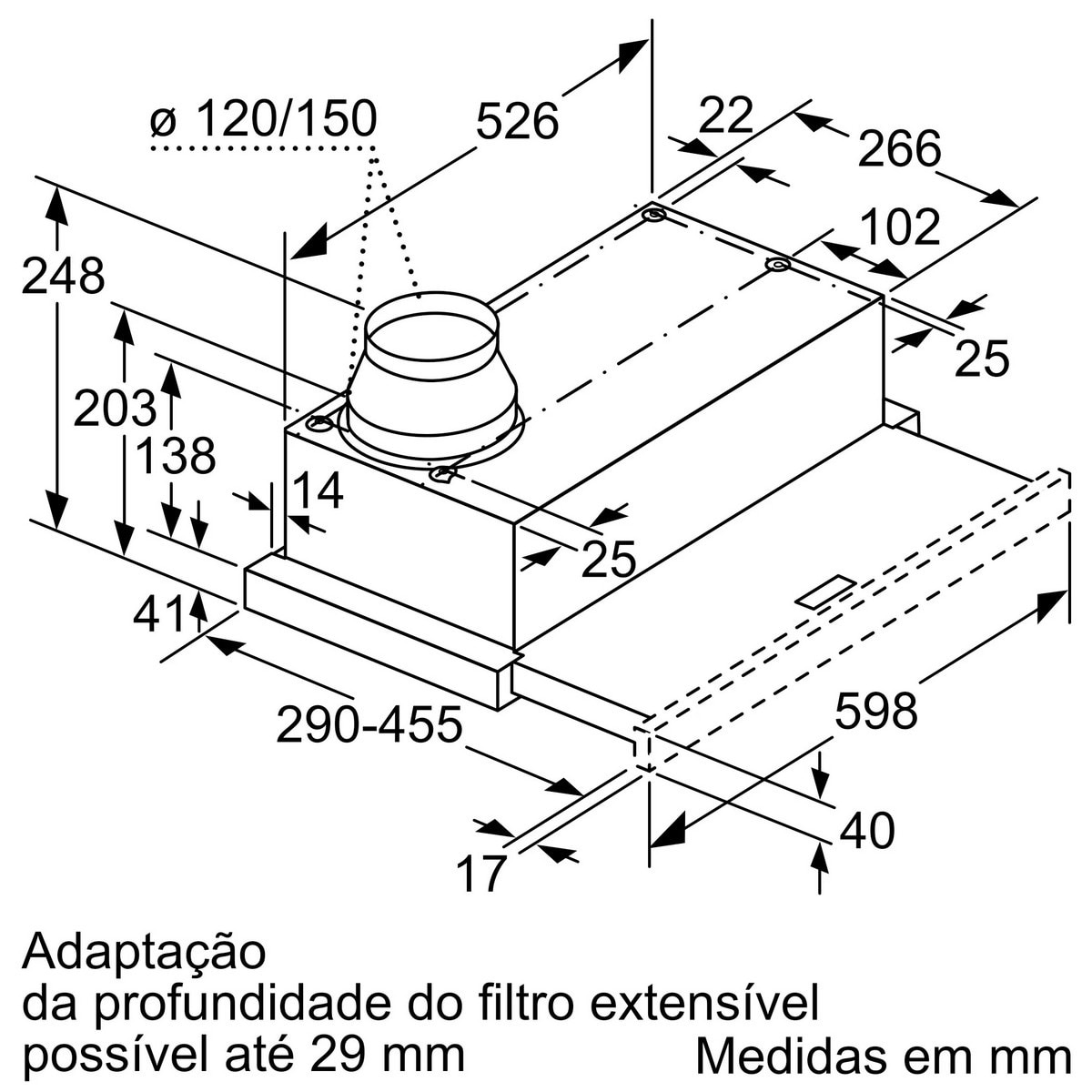 Exaustor Telescópico Encastrável Bosch Série 2 DFM064W54 com 3 Velocidaes e de 60 cm - Prateado Metálico Prateado-7