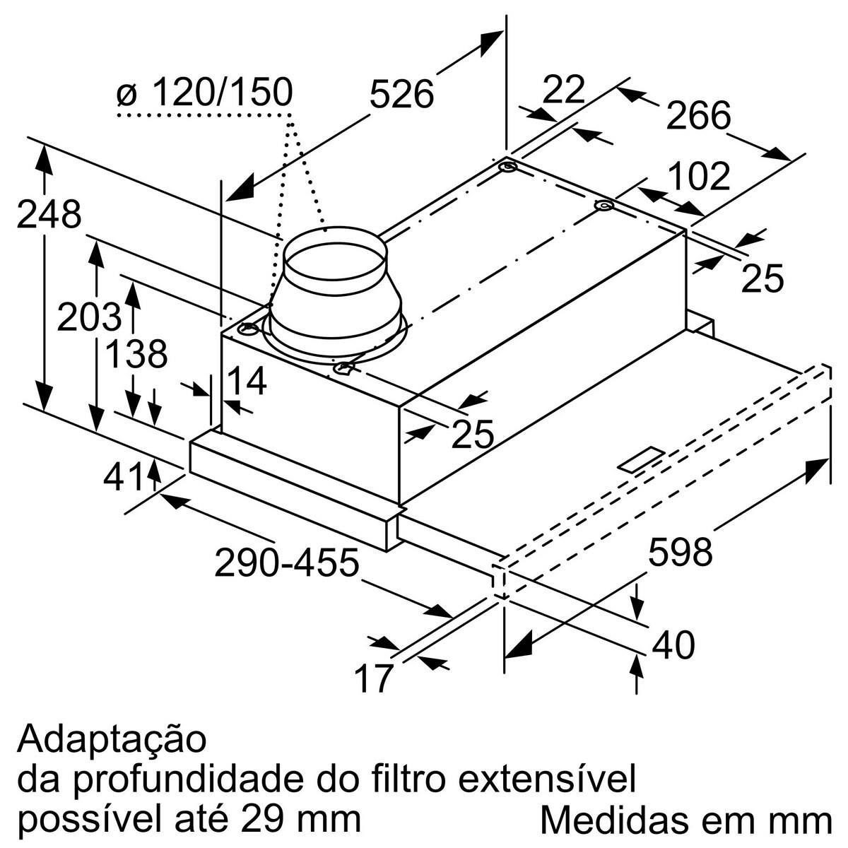 Exaustor Telescópico Encastrável Bosch Série 2 DFM064W54 com 3 Velocidaes e de 60 cm - Prateado Metálico Prateado-7
