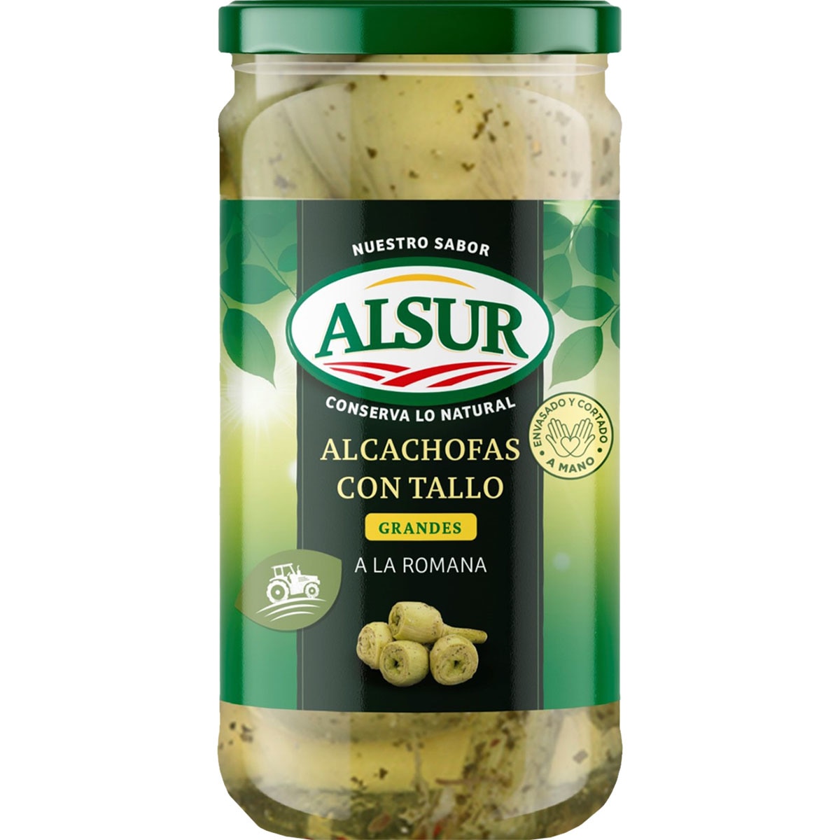 alcachofas con tallos grandes a la romana 5-7 piezas frasco 360 g neto escurrido