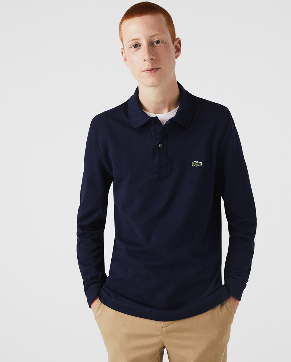 Polo à manches longues slim en petit piqué