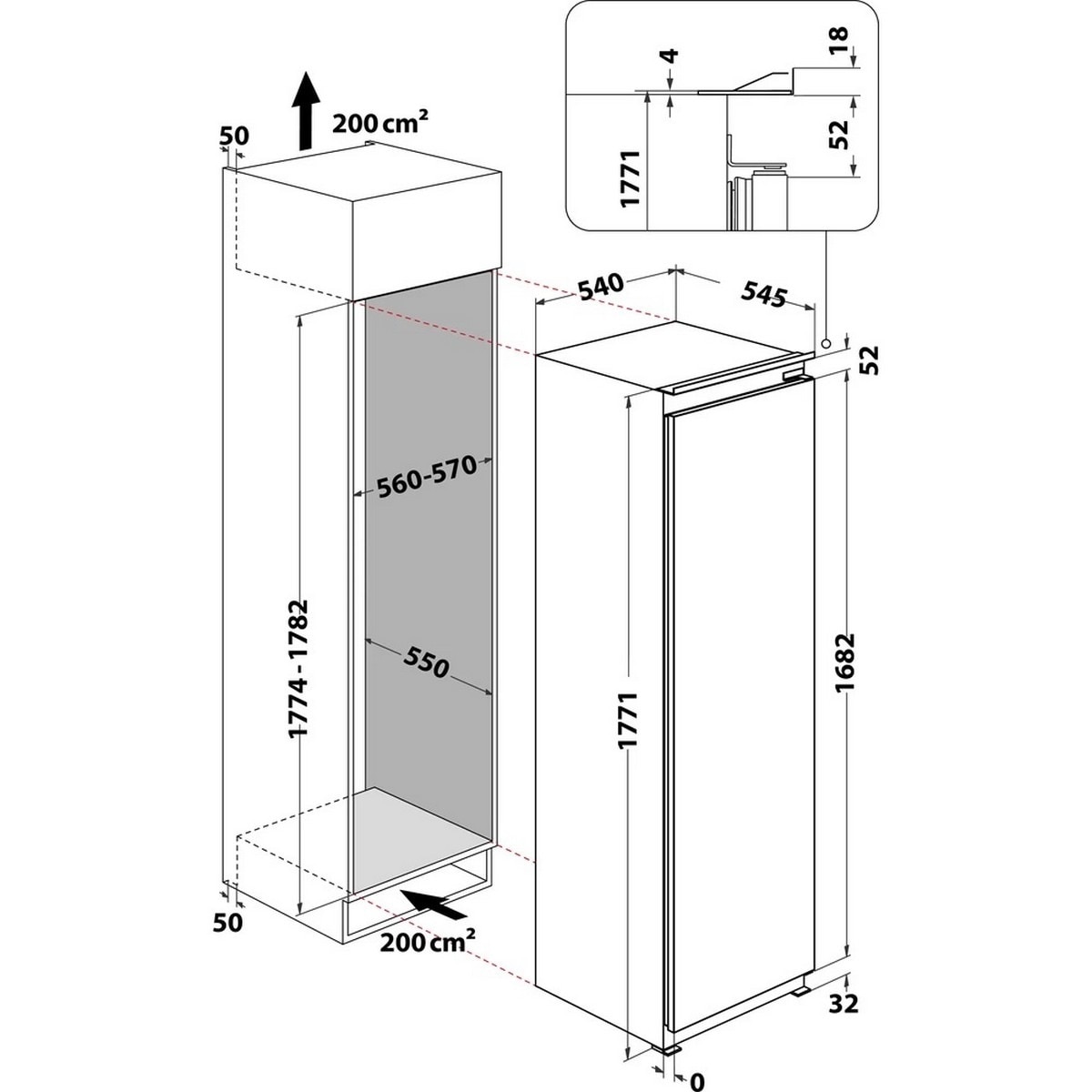 Recondicionado - Grade A - Arca Congeladora Vertical Encastrável HotPoint No Frost e de 177,1 cm - Branco Branco-2