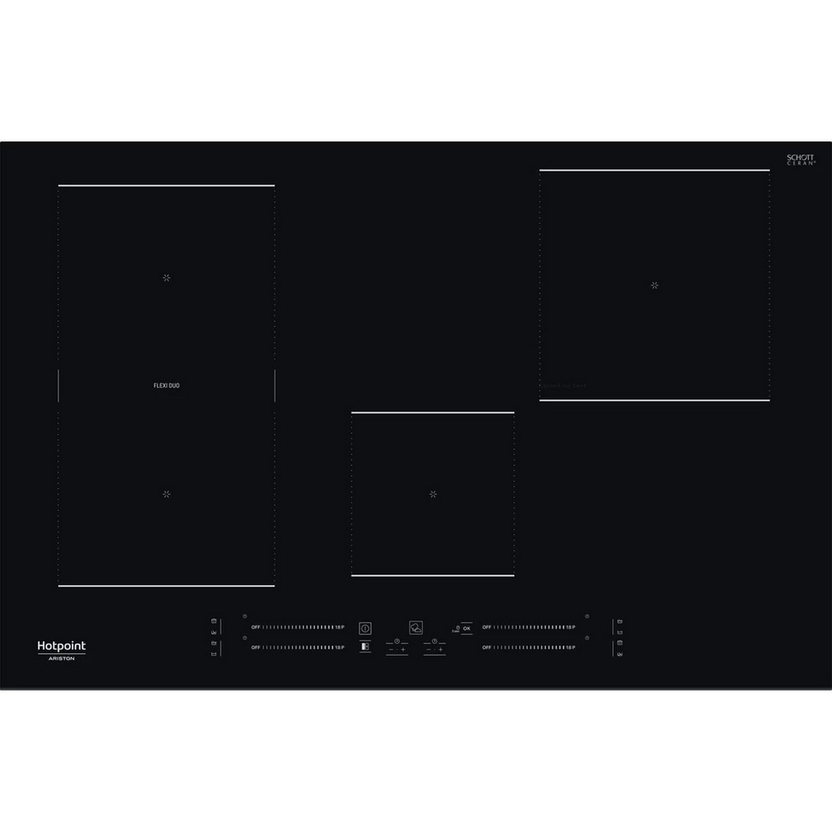 Imagem 0 de Placa de Indução HotPoint HS 3377C BF de 4 Zonas e de 77 cm - Ceramic Glass Preto