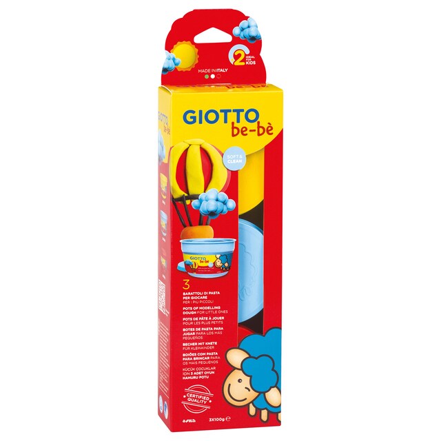 Imagen 0 de Estuche 3 unidades súper pasta para jugar 100g Giotto Be-Bè amarillo, cyan y rojo
