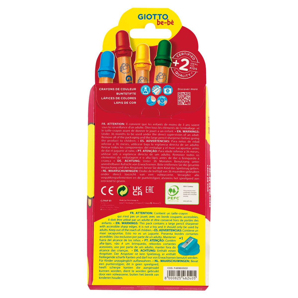 Pack 6 súper lápices + sacapuntas Giotto Be-Bè Multicolor-3