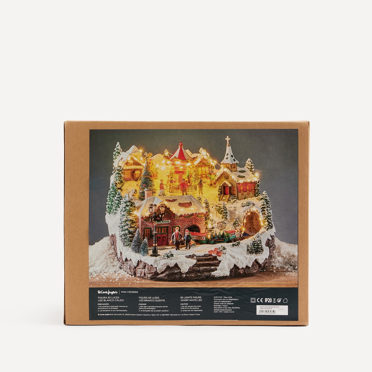 Aldeia com Carrossel com 83 Luzes LED e Música Presépio Americano Multicolor-7